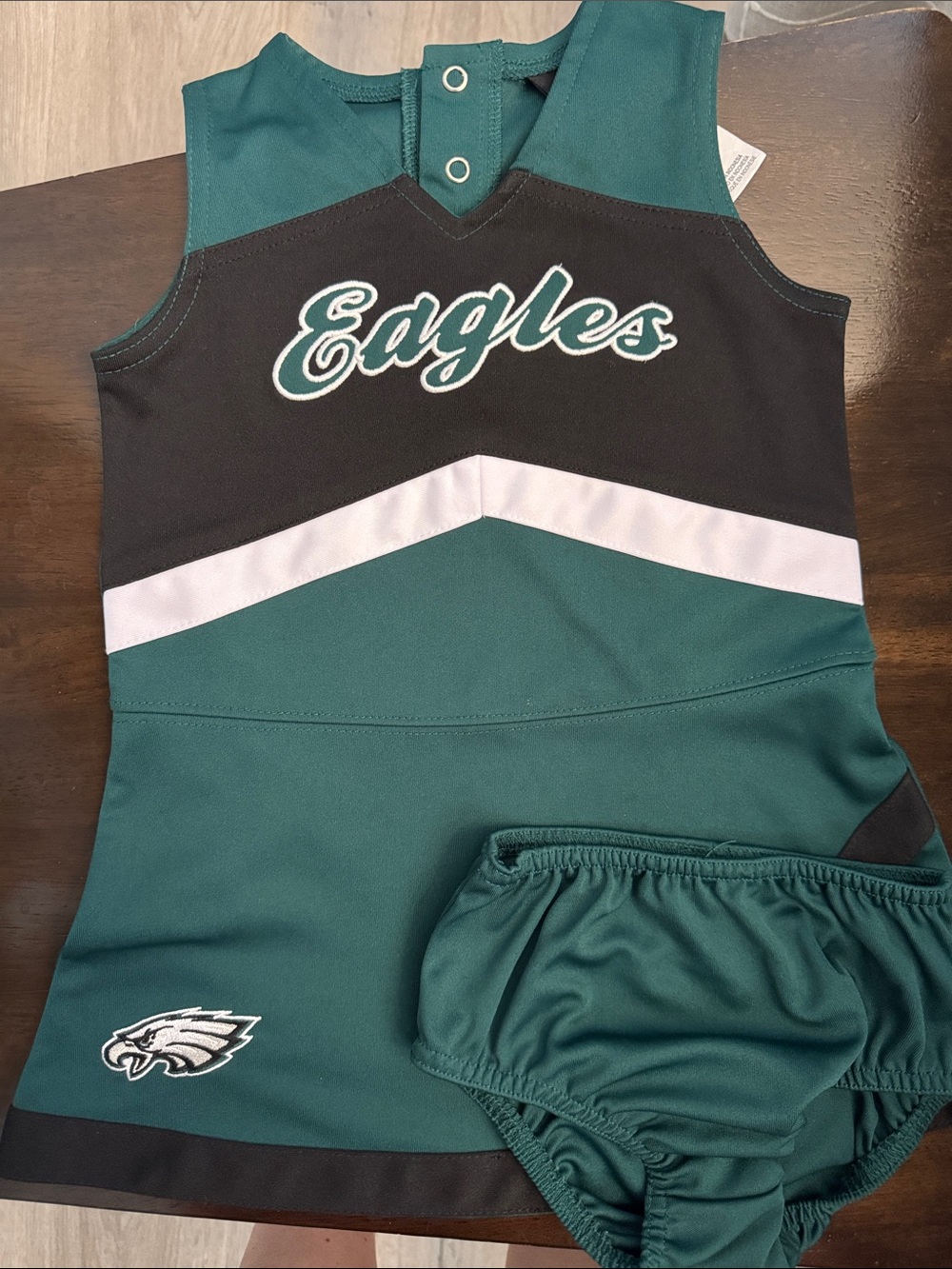 Eagles Toddlers Green and Black Matching Cheer Set